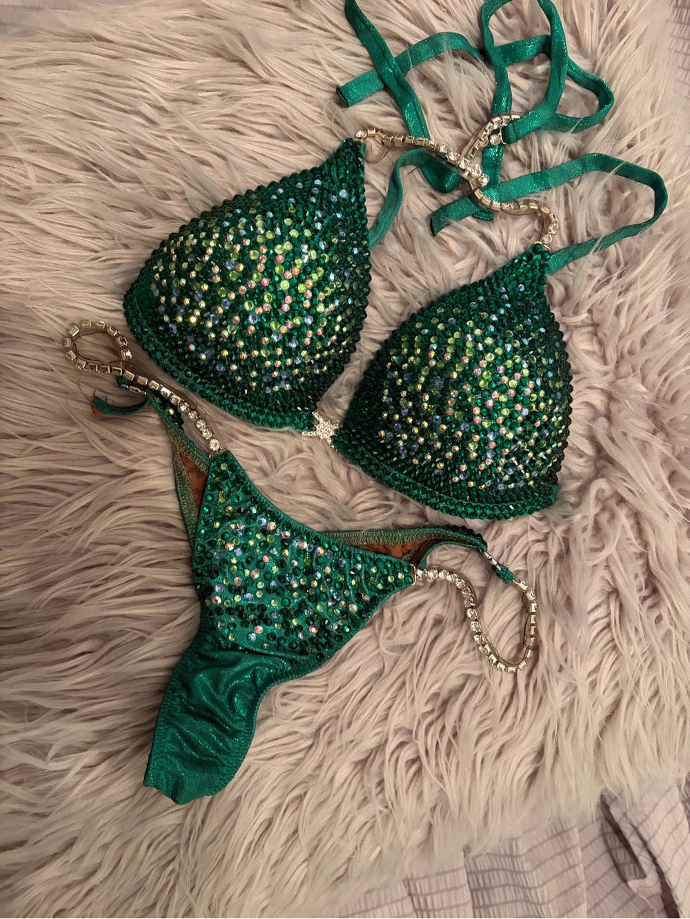 Women’s Green Competition Bikini - Sparkle Posing Suit
